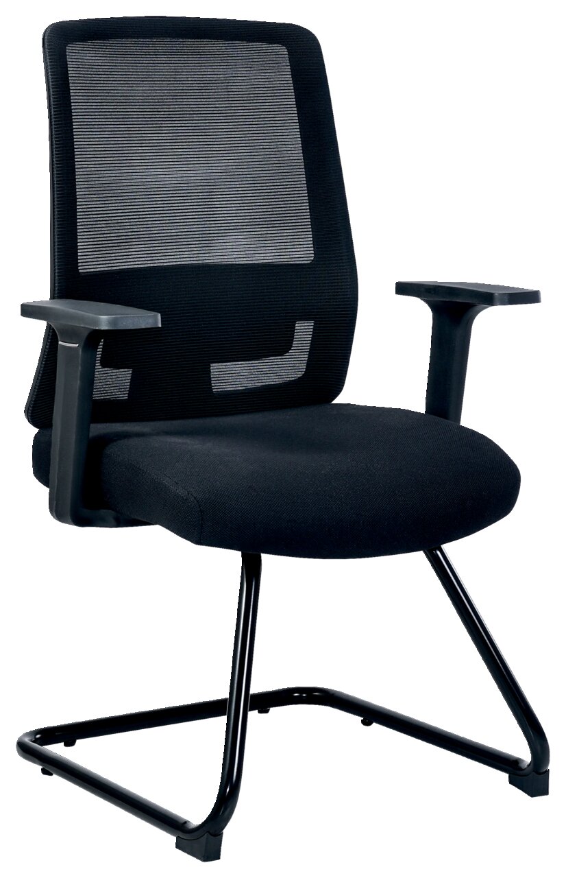 Novel Besucherstuhl JOEL Moderner Besucherstuhl mit Netzrückenlehne und Armlehnen, seitliche Perspektive