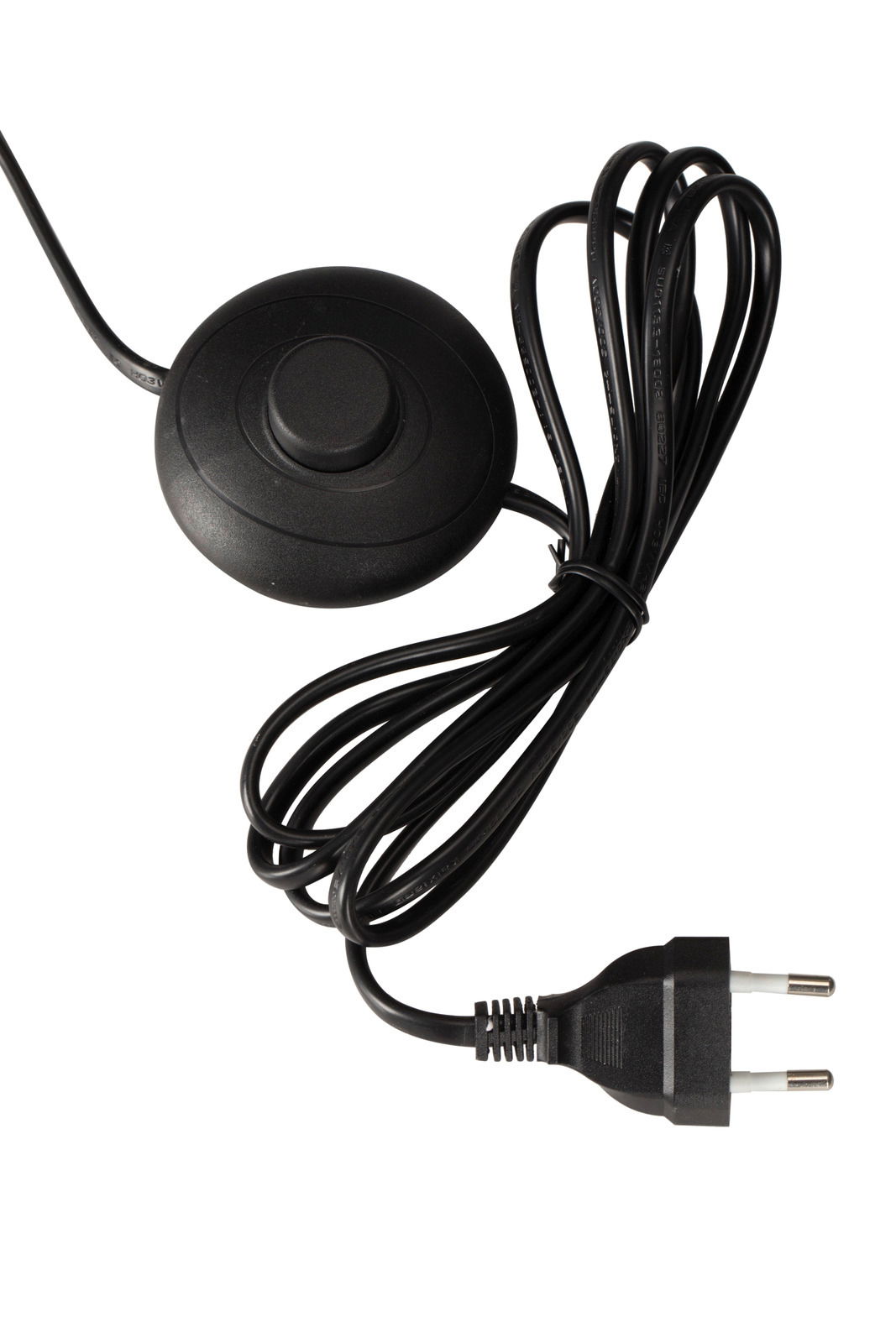 Schwarzer Fußschalter mit Kabel und Stecker, Draufsicht
