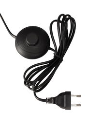 Schwarzer Fußschalter mit Kabel und Stecker, Draufsicht