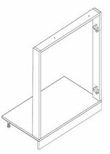 Technische Zeichnung eines Eckunterschranks in perspektivischer Ansicht.