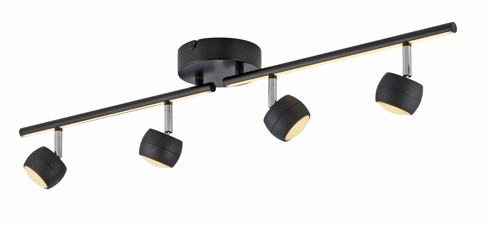 Just Light Deckenleuchte JARIK Moderne schwarze Deckenleuchte mit vier verstellbaren Strahlern, seitliche Perspektive