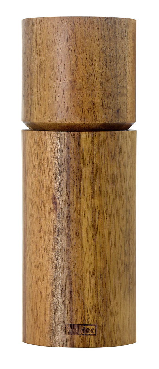 Pfeffer- oder Salzmühle aus Akazienholz, frontal fotografiert