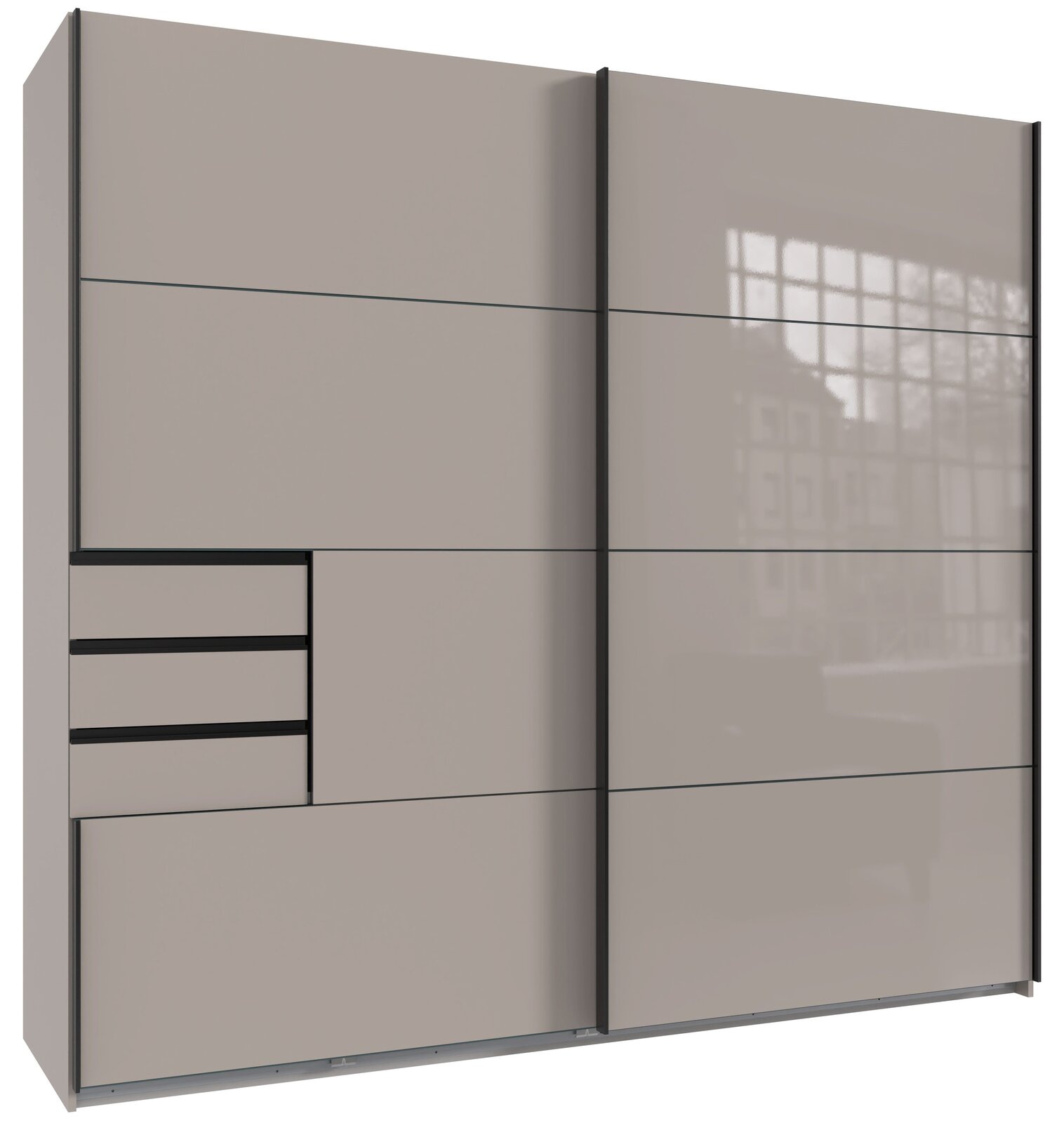 Z2 Schwebetürenschrank 2trg. SAIGON Moderner Schwebetürenschrank mit zwei Türen und Schubladen, Frontansicht