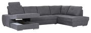 Graues Ecksofa mit Stauraum, linke Perspektive
