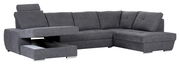 Graues Ecksofa mit Stauraum, linke Perspektive