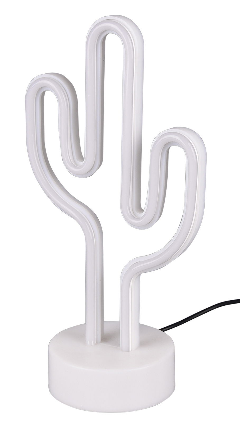 LED-Tischleuchte in Kaktusform aus weißem Material, seitliche Perspektive