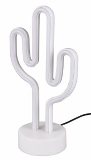 LED-Tischleuchte in Kaktusform aus weißem Material, seitliche Perspektive