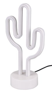 LED-Tischleuchte in Kaktusform aus weißem Material, seitliche Perspektive