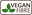 Logo mit drei grünen Blättern und der Aufschrift 'Vegan Fibre' in brauner Schrift, aus der Vorderansicht.