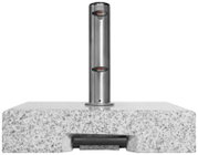 Granit-Trolley-Sockel mit Edelstahlrohr, Frontalansicht