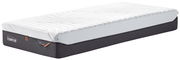 Viscomatratze 100x200 firm von schräg oben, mit weißer Oberfläche und dunklem Rand
