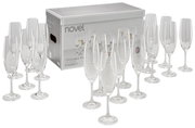 Set van 18 champagneglazen met verpakking, zijaanzicht