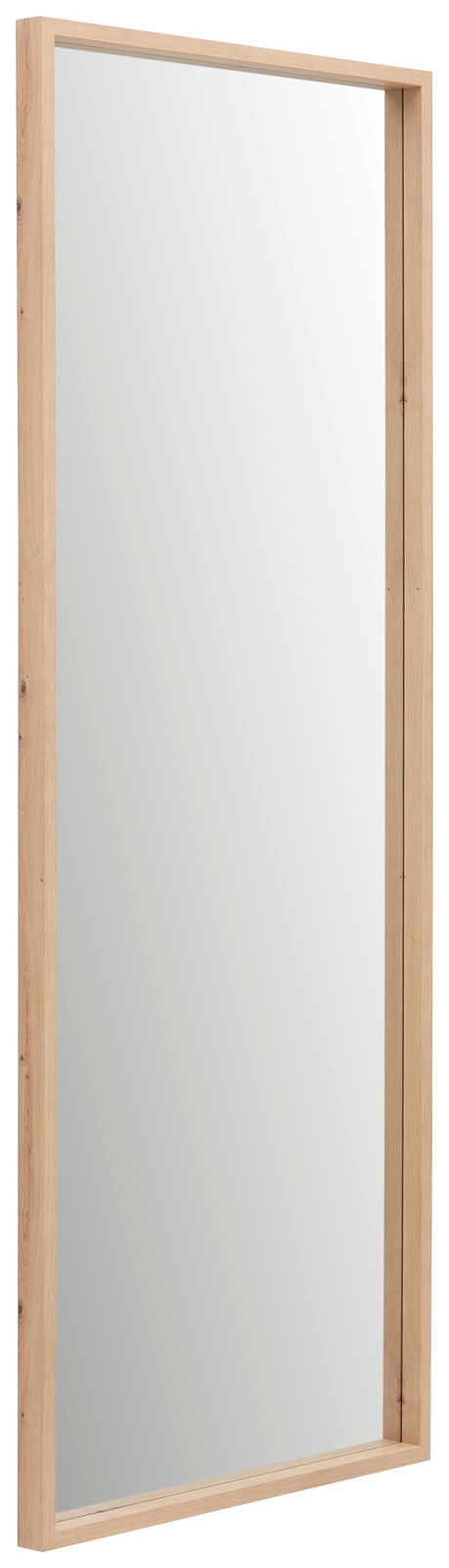 Großer rechteckiger Spiegel mit Holzrahmen, seitliche Perspektive