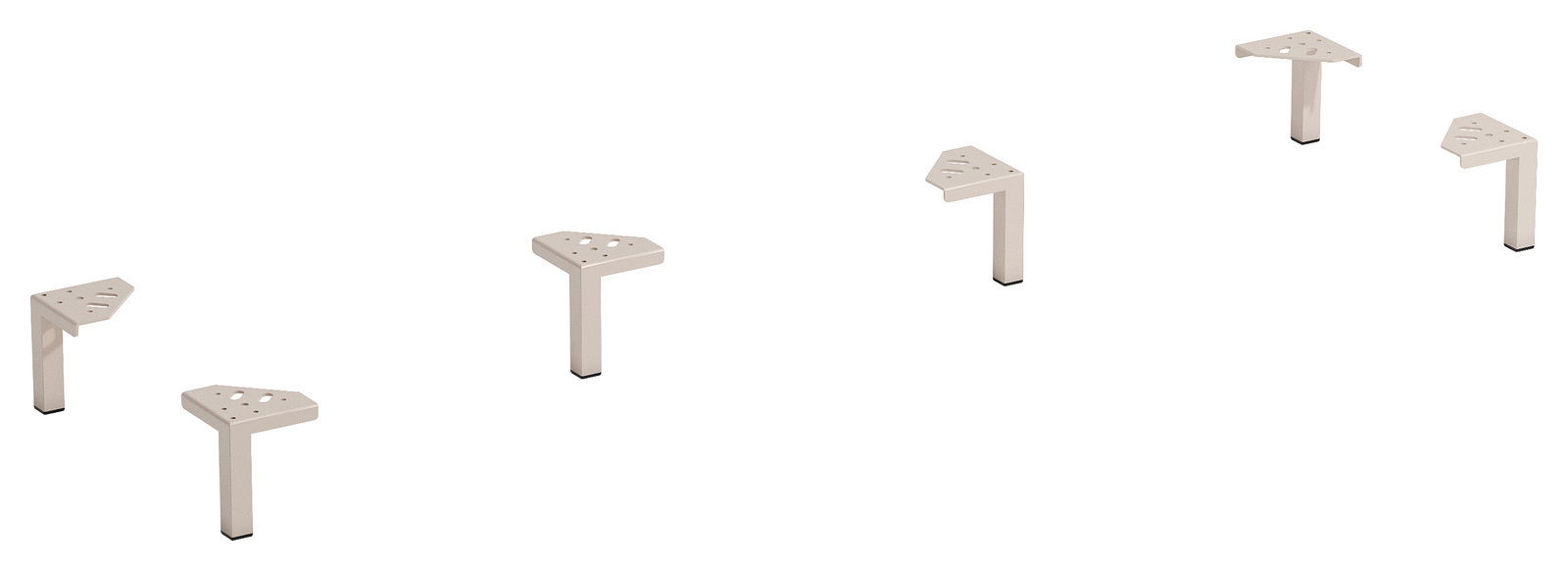 Sechsteiliges Fuß-Set in Cashmere-Farbe, perspektivisch von oben gezeigt.