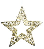 LED-Stern 50cm aus Drahtgeflecht mit warmweißen Lichtern, frontal betrachtet