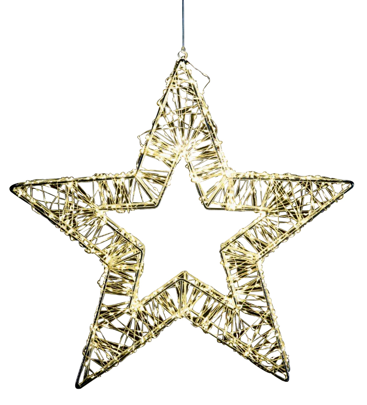 X-Mas Art Collection LED-Stern 50 cm LED-Stern 50cm aus Drahtgeflecht mit warmweißen Lichtern, frontal betrachtet