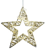 LED-Stern 50cm aus Drahtgeflecht mit warmweißen Lichtern, frontal betrachtet