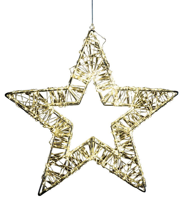 LED-Stern 50cm aus Drahtgeflecht mit warmweißen Lichtern, frontal betrachtet