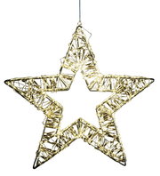 LED-Stern 50cm aus Drahtgeflecht mit warmweißen Lichtern, frontal betrachtet