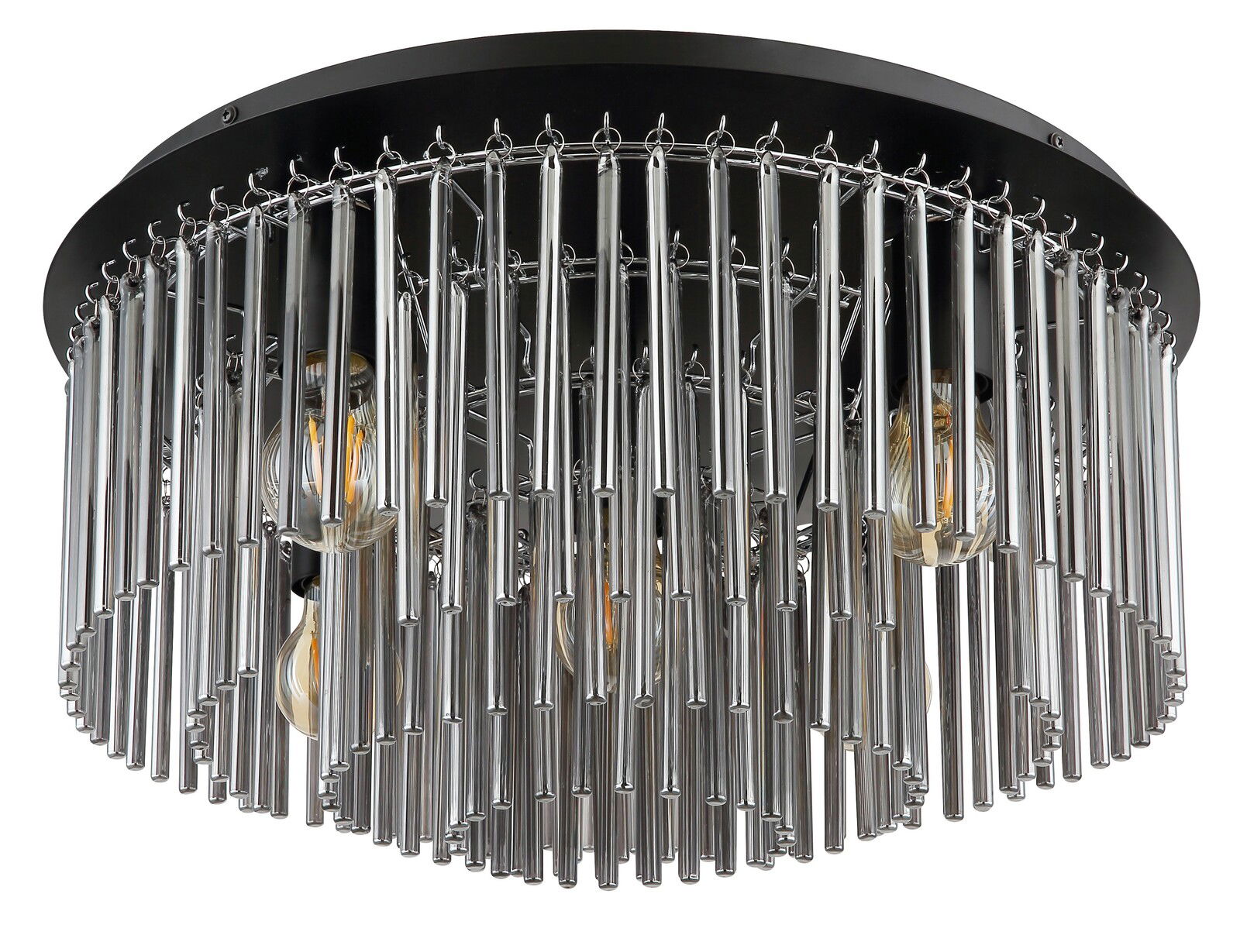 Moderne Deckenleuchte GORLEY mit hängenden Metallstäben, seitliche Perspektive