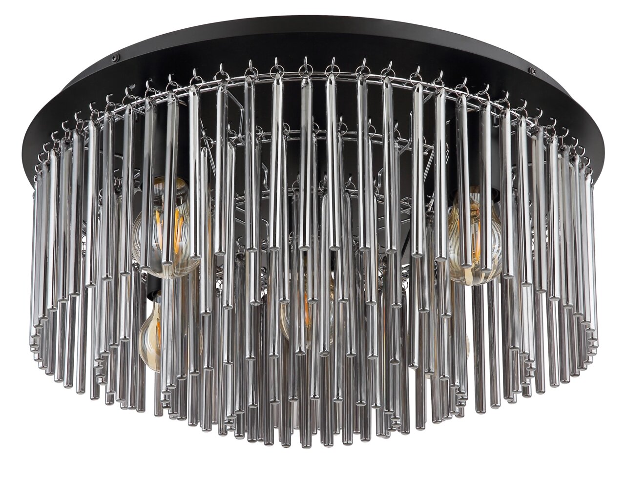 Moderne Deckenleuchte GORLEY mit hängenden Metallstäben, seitliche Perspektive