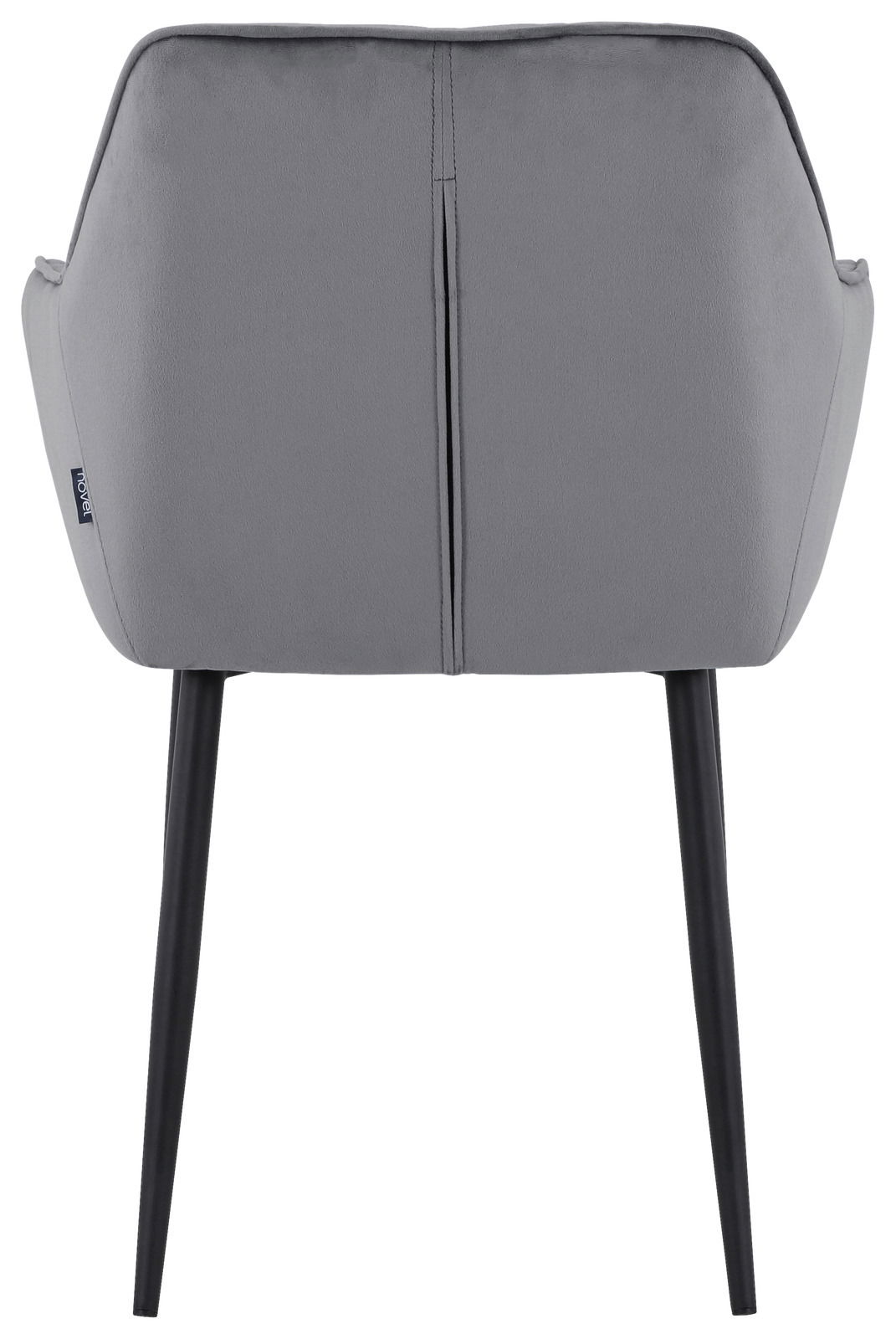 Novel Armlehnstuhl STU Rückansicht eines grauen Armlehnstuhls mit schwarzen Beinen