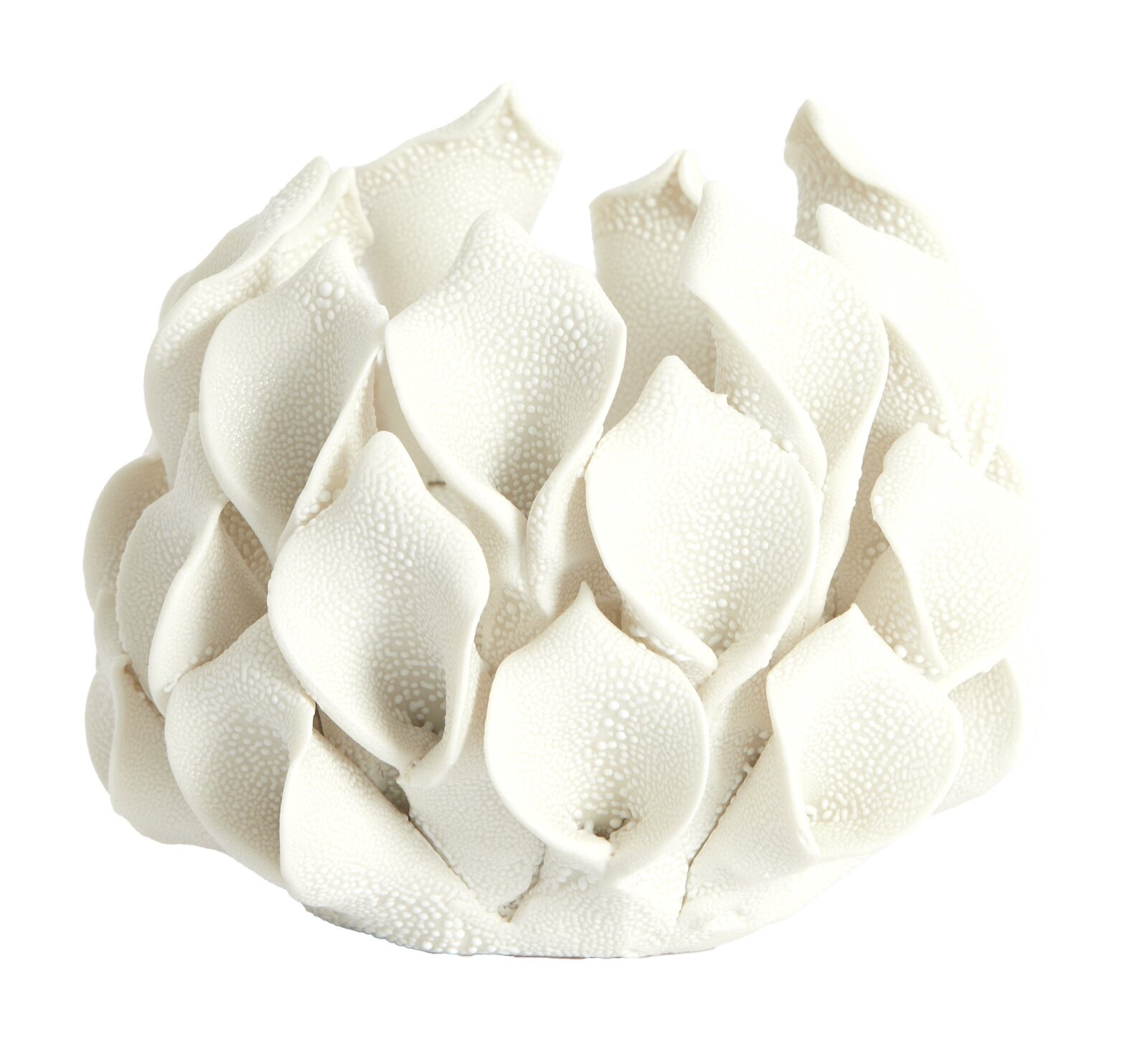 Light&Living Teelicht SOREJA 8cm Weiße, blütenförmige Teelichthalterung aus Keramik, seitliche Perspektive