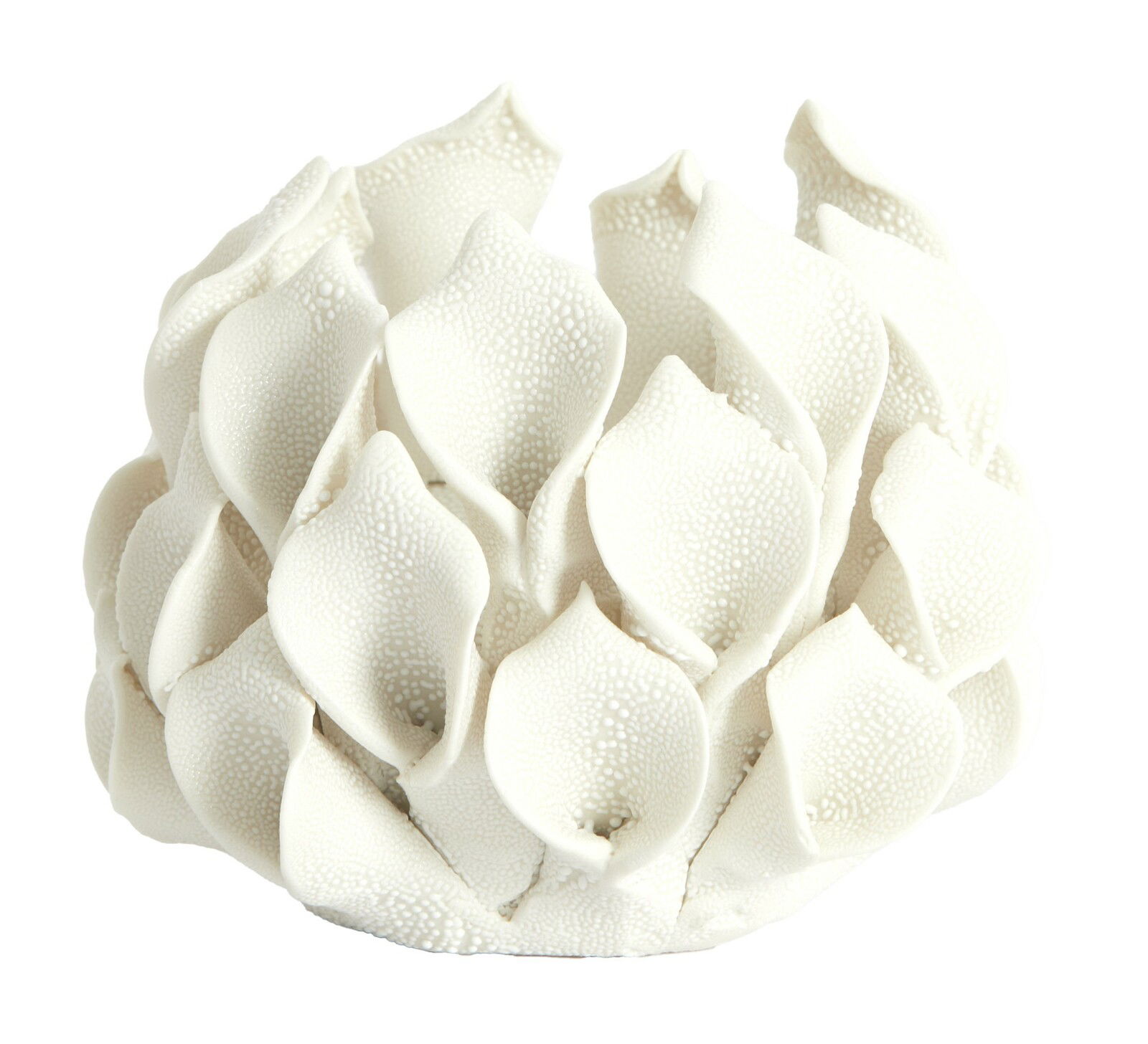 Light&Living Teelicht SOREJA 8cm Weiße, blütenförmige Teelichthalterung aus Keramik, seitliche Perspektive