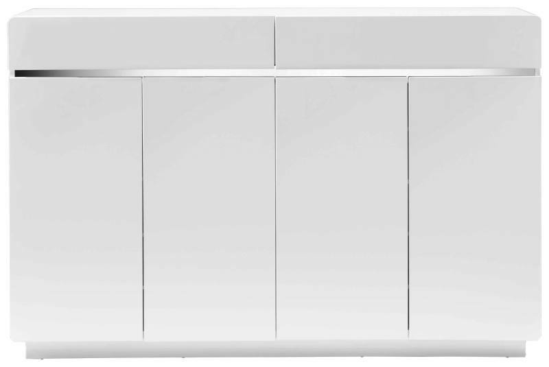 Moderner XL-Schuhschrank in Weiß mit vier Türen und zwei Schubladen, Frontalansicht