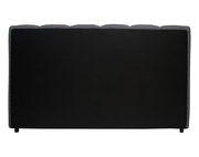 Rückansicht eines schwarzen Polsterbettgestells mit abgerundeten Ecken.