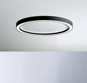 Moderne Deckenleuchte AURA von Bopp in schwarzem Design, seitliche Perspektive