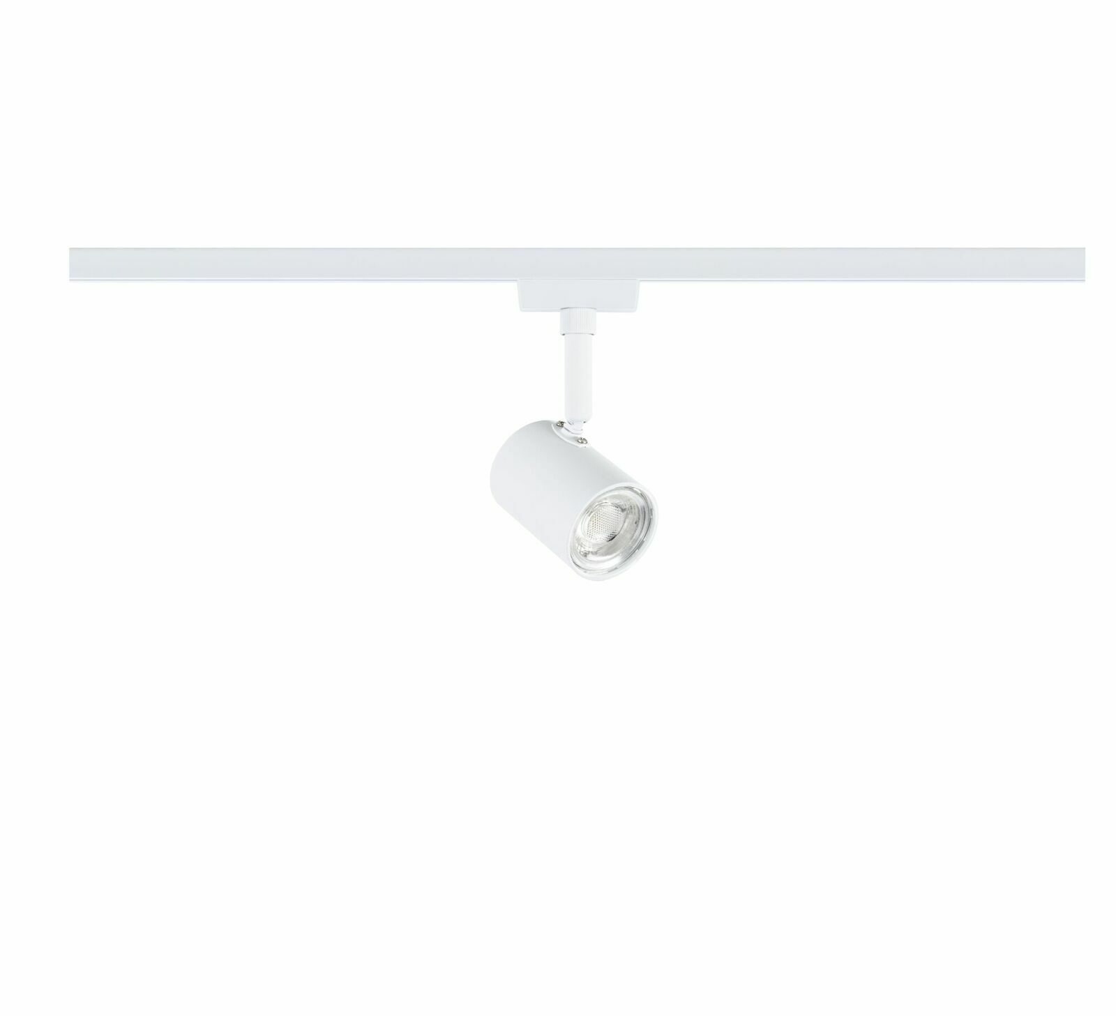 Weißer Schienenspot Limba von PAULMANN, seitliche Perspektive, montiert an einer Schiene.