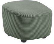Grüner, runder Hocker mit gerippter Textur, seitliche Perspektive