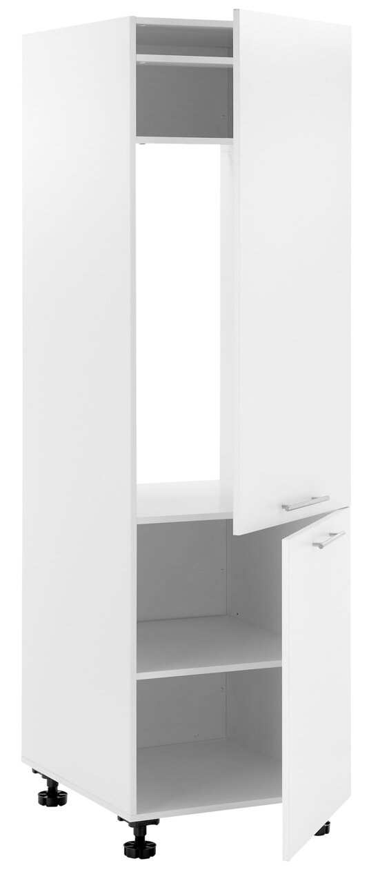 XORA Kühlschrankumbauschrank PRIMUS Weißer Kühlschrankumbauschrank mit zwei offenen Türen, seitliche Perspektive