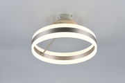 Moderne Deckenleuchte mit kreisförmigem Design aus Metall und leuchtendem LED-Ring, seitliche Perspektive
