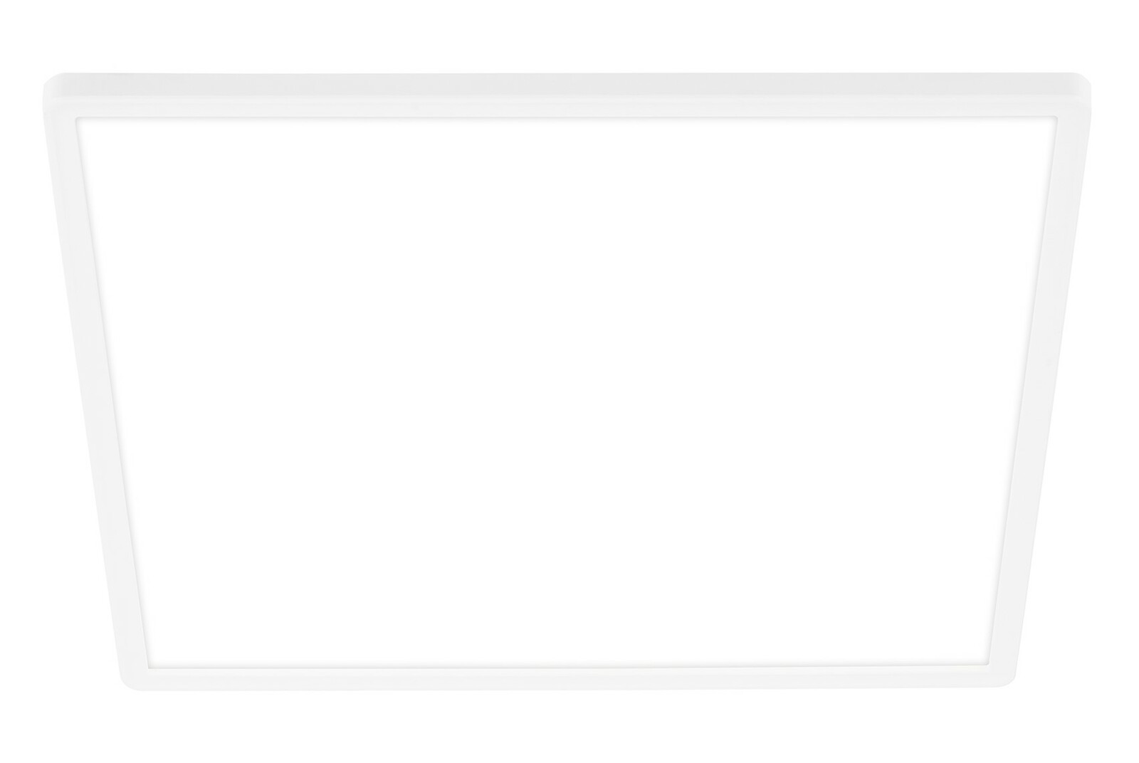 Quadratisches LED-Paneel in weißer Farbe, Ansicht von vorne