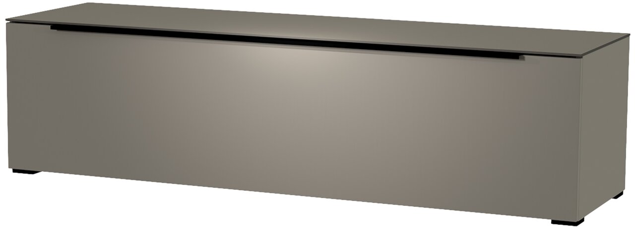 TV-Lowboard Moderano Serie BORMIO in grauer Farbe, frontale Perspektive