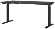 Elektrisch höhenverstellbarer Schreibtisch in Schwarz, seitliche Perspektive
