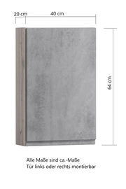 Hängeschrank in Betonoptik, Maße 64 cm Höhe, 40 cm Breite, 20 cm Tiefe, frontale Perspektive