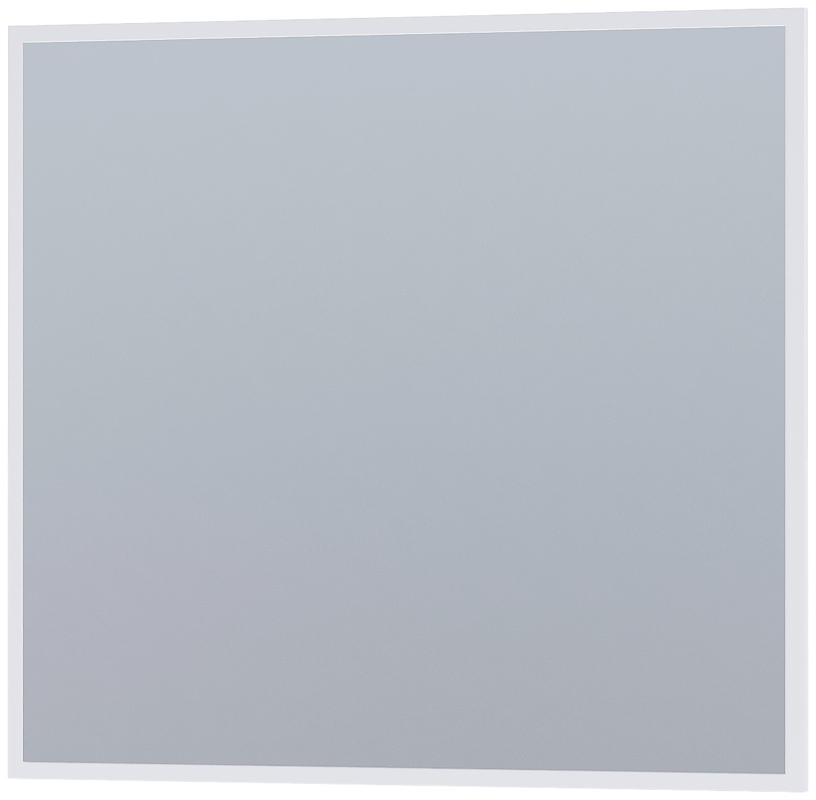 Quadratischer Spiegel mit weißem Rahmen, frontale Ansicht
