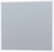 Quadratischer Spiegel mit weißem Rahmen, frontale Ansicht