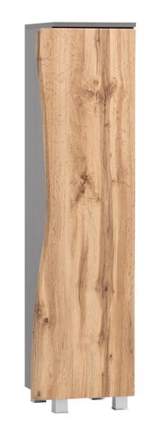 Moderner Midischrank mit Holzoptik, seitliche Perspektive