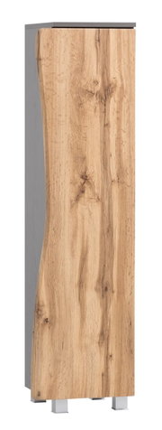 Moderner Midischrank mit Holzoptik, seitliche Perspektive