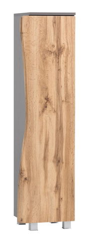 Moderner Midischrank mit Holzoptik, seitliche Perspektive