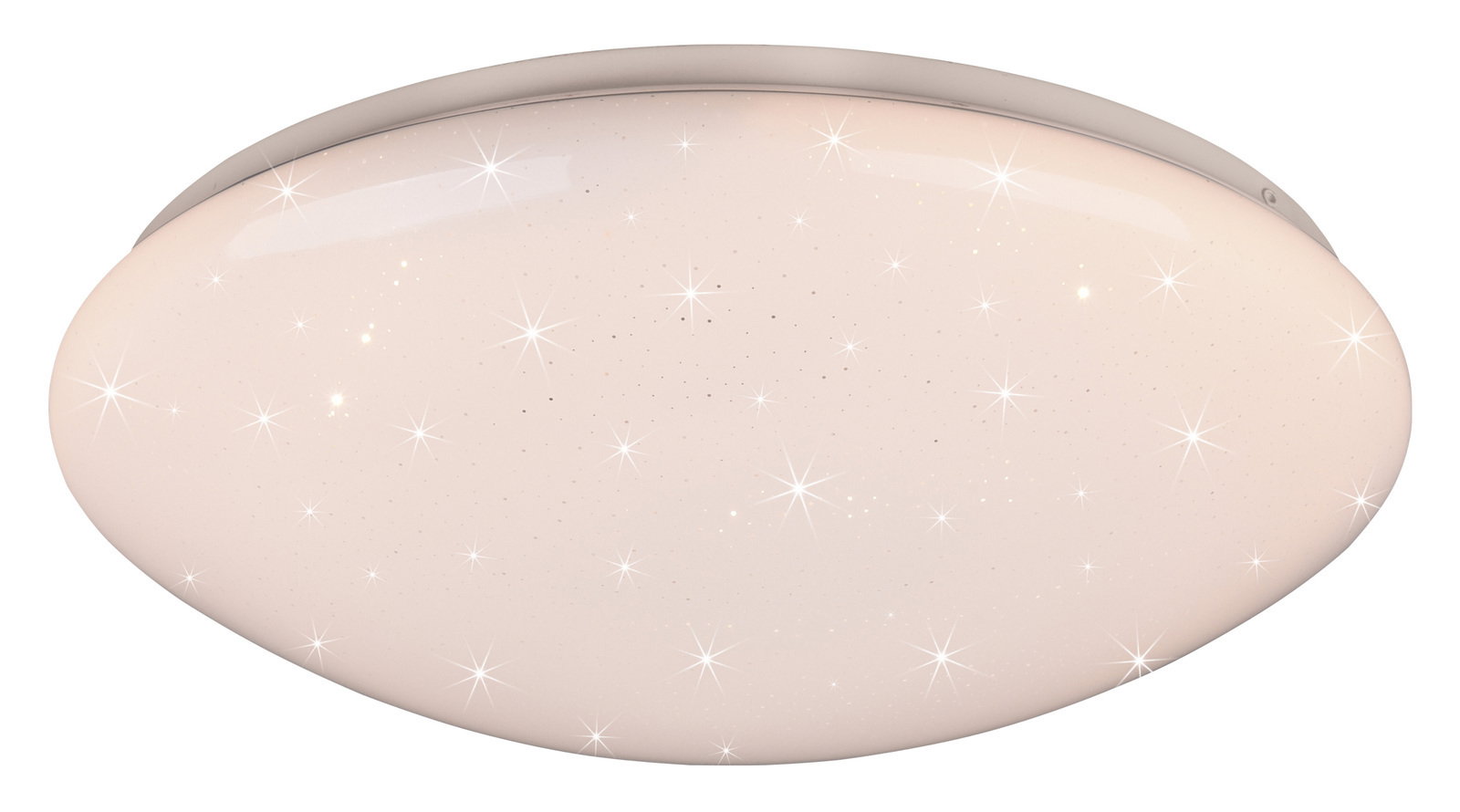 Runde LED-Deckenleuchte LUKIDA mit funkelndem Sternenhimmel-Effekt, Ansicht von unten.