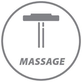 Symbol für einen Duschkopf mit Massagefunktion, seitliche Ansicht