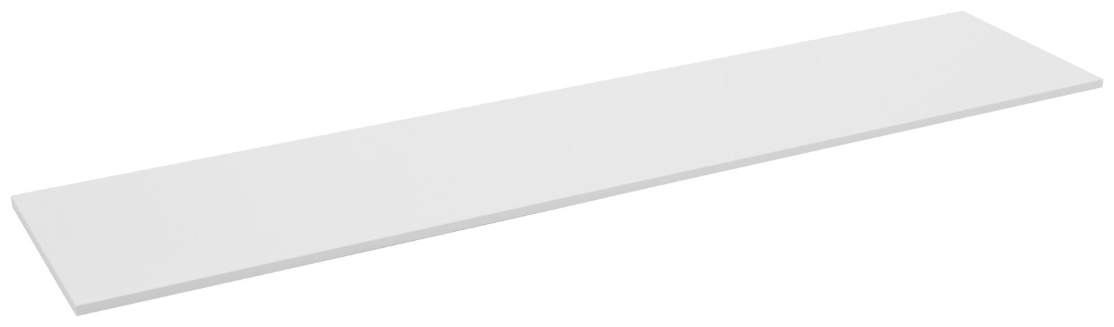 Witte rechthoekige plank/legplank met glad oppervlak, schuin van boven in perspectief op een witte achtergrond