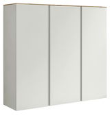 XL-Hängeschuhschrank mit drei Türen in weißer Farbe, seitliche Perspektive