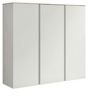 XL-Hängeschuhschrank mit drei Türen in weißer Farbe, seitliche Perspektive