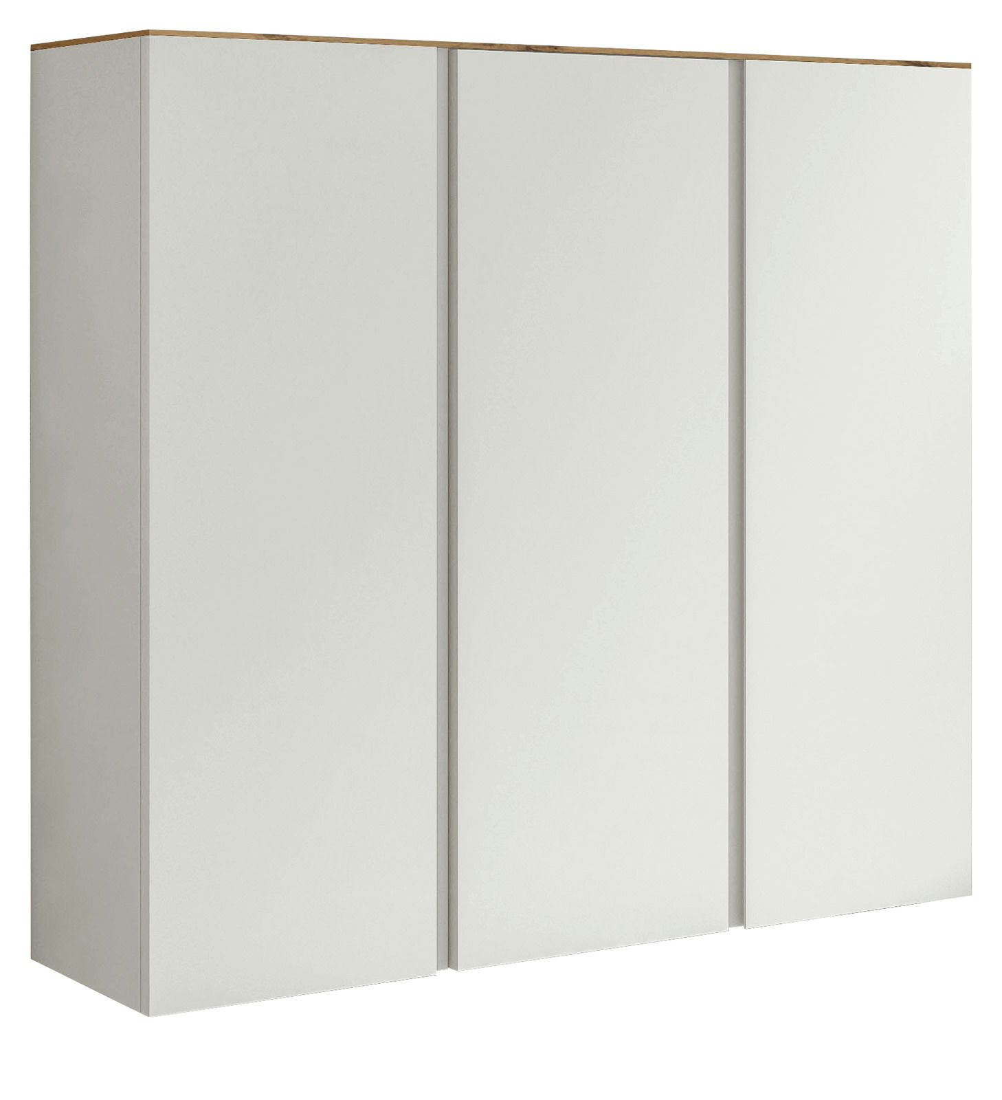 Moderano XL-Hängeschuhschrank LECCO XL-Hängeschuhschrank mit drei Türen in weißer Farbe, seitliche Perspektive